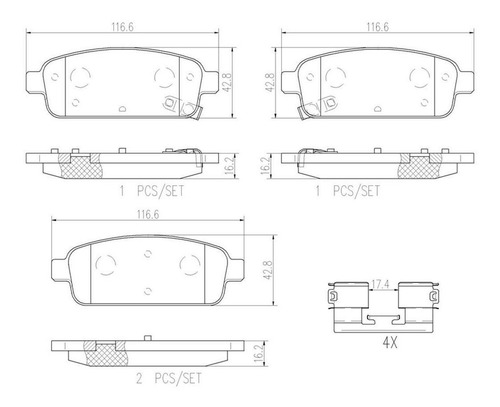 Imagen 2 de 5 de Balatas Brembo (t) Chevrolet Cruze 09-15 Sonic Rs 15-17 Trax
