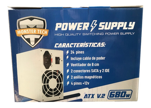 Imagen 5 de 6 de Fuente De Poder Atx 680w V.2 Pc 20-24 Pin Sata Ide