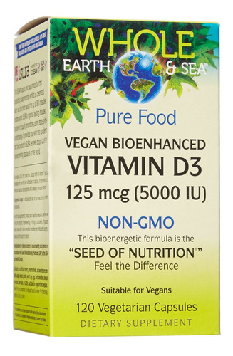 Natural Factors, Whole Earth & Sea Vitamina D3 125 Mcg (5.00