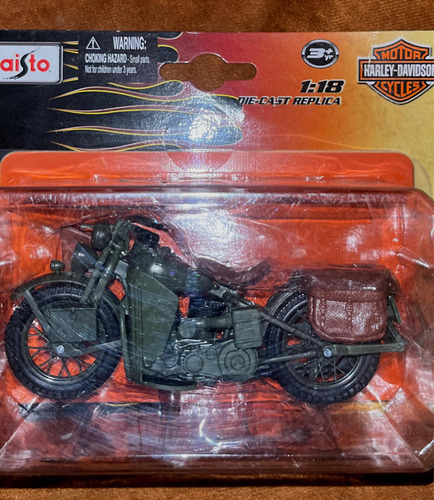 Moto Harley Davidson 1/18 Maisto 1942 Wla Flathead Militar (Usado)