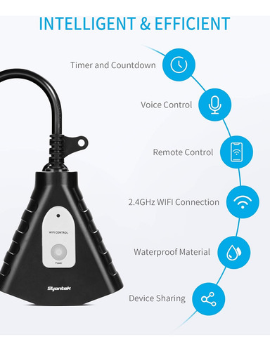 Syantek Enchufe Wifi Exterior, Enchufe Inteligente Exteri...