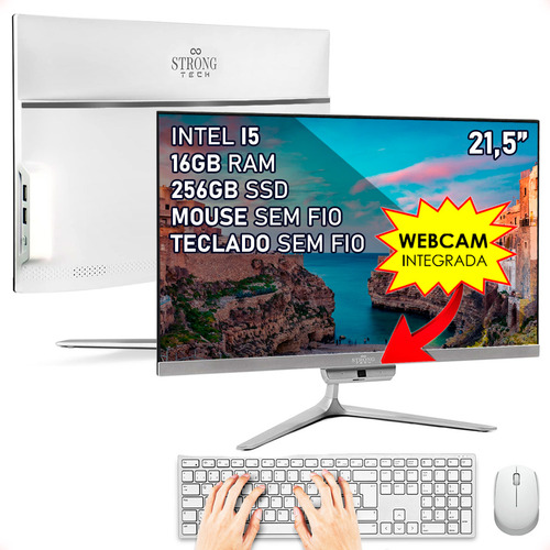 Computador Completo All In One I5 16gb Ssd 256gb Tela 21.5 Cor Branco 127/220v