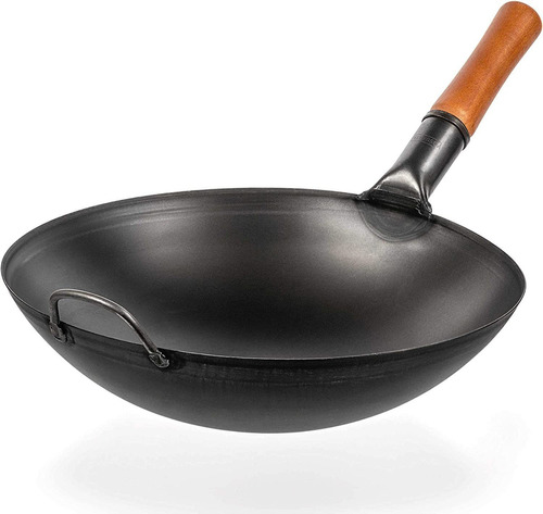 Sartén Wok Yosukata, Acero Carbono, 35.5 Cm, Pre Sazonado