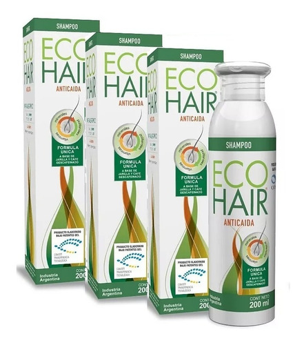 Eco Hair Shampoo X 200ml Anticaida Del Cabello Ecohair X3 Un