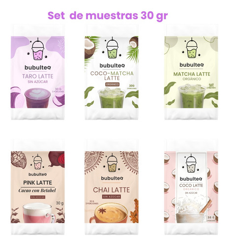 Kit Pack De Muestras Lattes Bubultea 6 Muestras De 50 Gramos