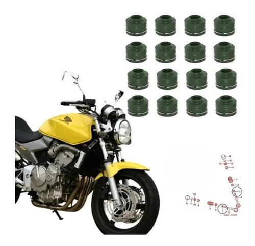 16 X Retentores Válvulas Cb 600 F Hornet 2005-2007 Kit Nqk