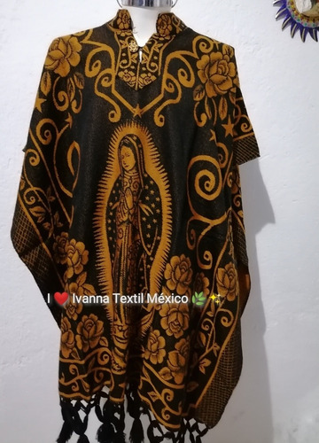 Imagen 2 de 2 de Gabán Rebozo Tejido Artesanal Virgen De Guadalupe Oro