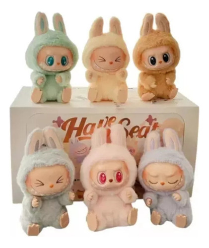 6pcs Labubu Macaron Monsters Vinilo Peluche Llavero