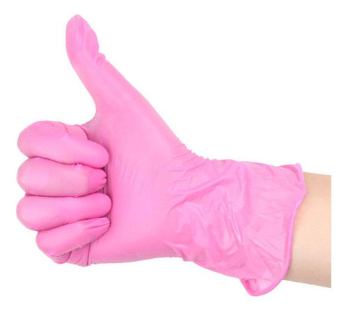 Guantes Desechables De Látex, 100 Unidades, Color Rosa, Para