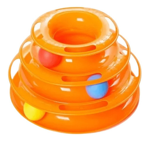 Juguete interactivo con barra de túnel con pelota para gatos y mascotas, color naranja