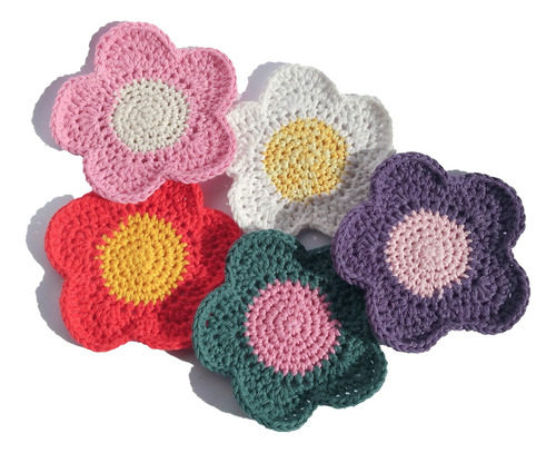 Posavasos Flor Crochet Hilo De Algodón X6