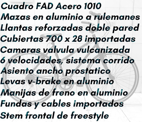 Imagen 6 de 6 de Bicicleta Rodado 28 Urbana Ciudad Paseo Fad Liviana Agil