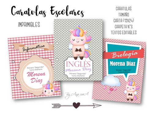 Caratulas Imprimibles T. Carta / N°3 Unicornios #4 T. Editab