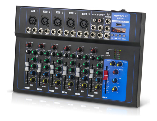 Mesa De Som F7 Bluetooth Usb Mixer Mp3 Digital 7 Canais 12v
