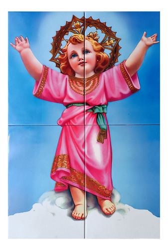 Divino Niño Jesús Imagen Mural 40x60 Cm En Azulejos Ade