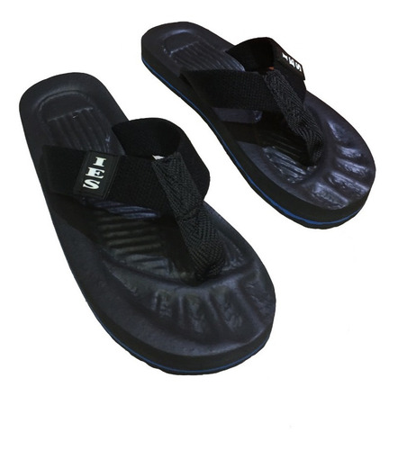 Chinelas Ojotas Tela Hombre Varon Goma Eva Negro Calzado