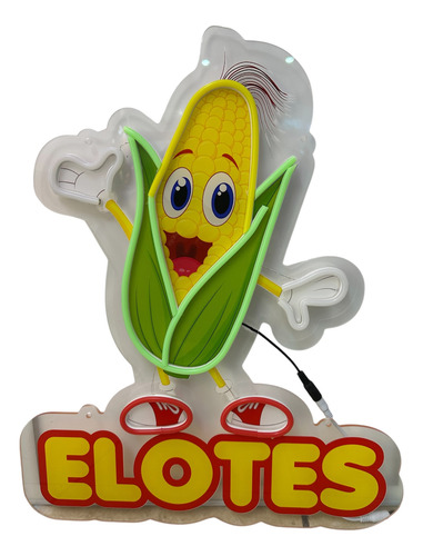 Letrero Luminoso Elote Entero Imagen Con Frase Elotes Neón