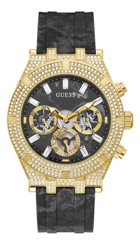 Reloj Hombre Marca Guess Color Negro Con Dorado