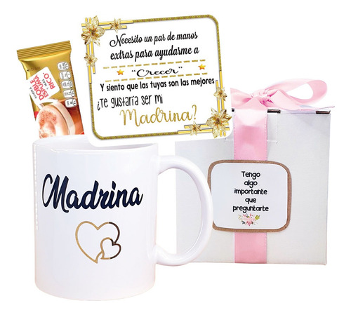 Taza Regalo Para Madrina Con Estuche Quieres Ser Mi Madrina?