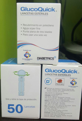 Lancetas Universales Para Glucometros Glucoquick Caja X50