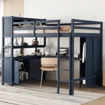 Comprar Cama Tipo Loft Matrimonial Con Escritorio Y Armario Madera