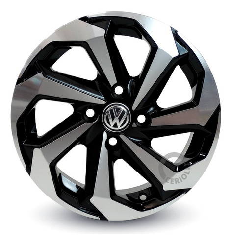 Roda Volkswagen Aro 14 4x100 Tarantula + Bicos / Logo Cor Preto Diamantado 4x100