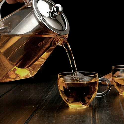 Imagen 5 de 10 de Tetera De Vidrio Transparente Con Infusor Y Tapa 750ml