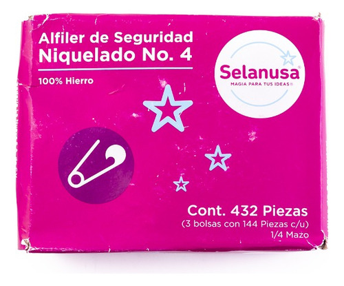 Seguro Niquelado Alfileres De Seguridad No. 4 (caja 432 Pzs)