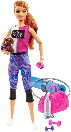Imagen 1 de 3 de Barbie Deportiva Articulada Cachorro Y Accesorios