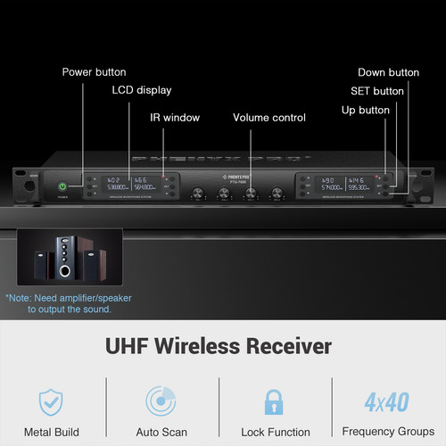 Phenyx Pro Sistema De Micrófono Inalámbrico Ptu-7000 Uhf
