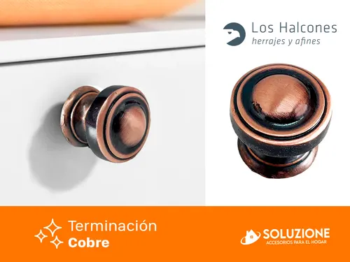 Tirador Metal Botón Tov Ron Cobre Mueble Herraje X 12 Unid
