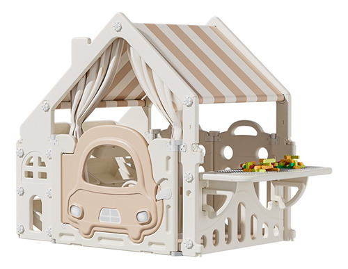 Casita Infantil Para Niños Organizador De Juguetes Tablero Color Beige
