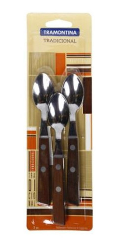 Set De 3 Cucharas Para Té Con Mango Madera Tramontina