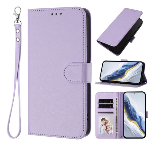 Funda De Piel Tipo Cartera Para Teléfono Vivo Y, Tarjetero, Color Morado Pt188
