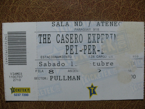 Entrada Teatro The Casero Experimendo Nd Ateneo 13-10-07
