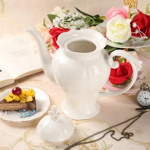 Tetera Inglés Ultra Blanca De Porcelana Fina, Cafetera, Peso