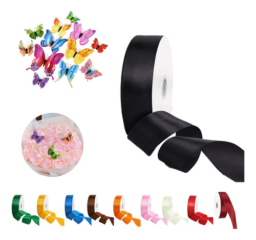 Listón Satinado 4 Cm Decoracion Popotillo Colores Listón 91m Color Negro Rollo De Liston Satinado Negro Rollo De Liston Satinado