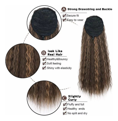 1b# Cabello Fibra Natural Cola Extensiones Pelo Peluca