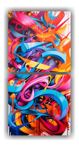 140x70cm Cuadro Abstracto De Arte Callejero Y Graffiti Vibra
