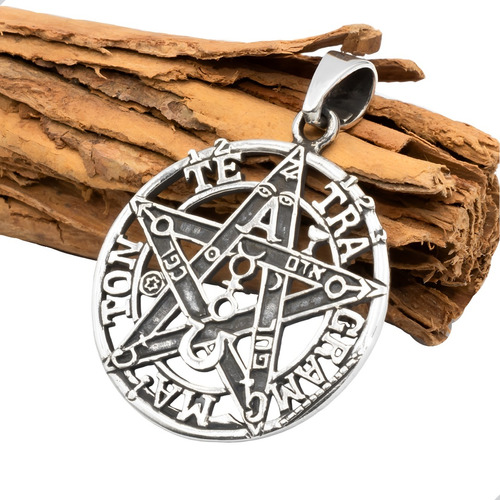 Colgante Tetragramaton Plata Envejecida + Cadena  | M598