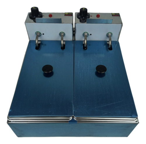 Fritadeira 2 Cubas 6 Litros Elétrica Com 2 Tampas Cor Inox 110v
