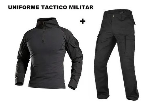 Uniforme Táctico Negro Camisa + Pantalón Ripstop Militar 