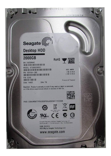 Seagate Barracuda St2000dm001 - Disco Duro Interno (2 Tb, 3, (Usado)
