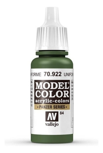 Vallejo Model Color 17ml Pintura Acrílica Color 84 Verde Uniforme 70.922