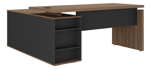 Mesa Para Escritório Home Office L 170x155 Unik Nogal Preto