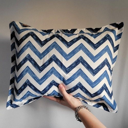 Almohadón De Gabardina 40x50cm Zig Zag Azul