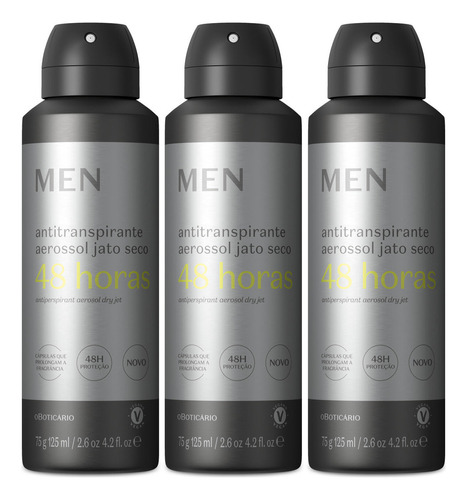 Combo Men: Desodorante Antitranspirante Aerossol 75g (3 Unid Fragrância Amadeirado