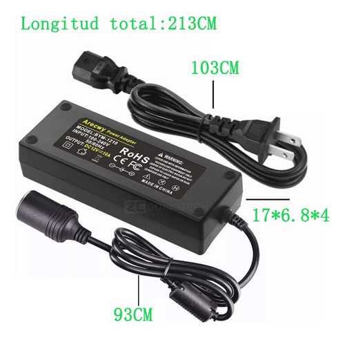Adaptador De Corriente Encendedor Coche 110v Ac A 12v Dc120w
