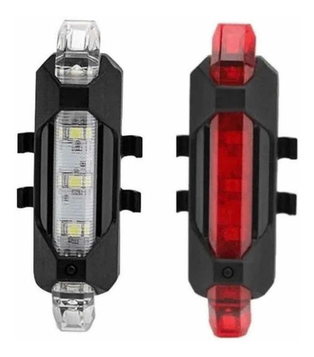 Luz Bicicleta Led Usb Recargables Delantera Trasera X 2