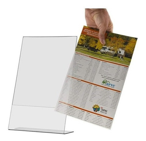 Imagem 3 de 7 de Display Expositor Acrilico Em L Porta Papel Folha A5 15x21cm